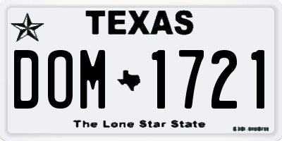 TX license plate DOM1721