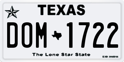 TX license plate DOM1722
