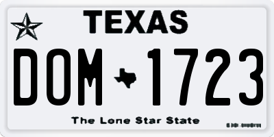 TX license plate DOM1723