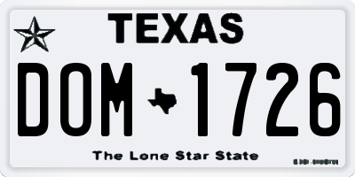 TX license plate DOM1726
