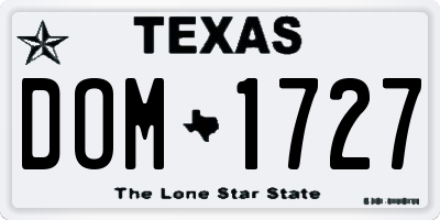 TX license plate DOM1727