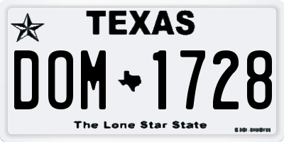 TX license plate DOM1728