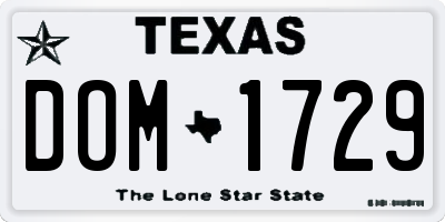 TX license plate DOM1729