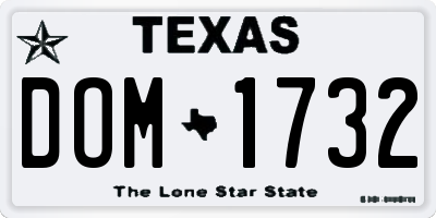 TX license plate DOM1732