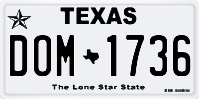 TX license plate DOM1736