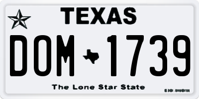 TX license plate DOM1739
