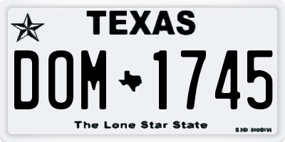 TX license plate DOM1745
