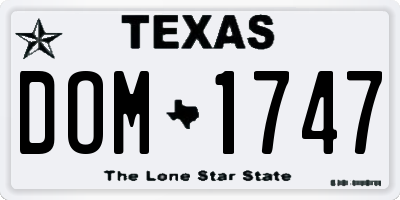 TX license plate DOM1747