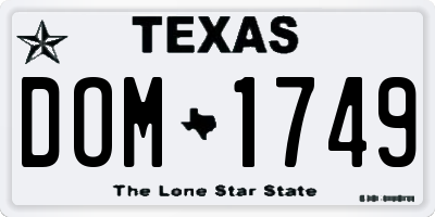 TX license plate DOM1749