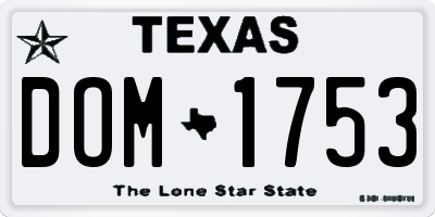 TX license plate DOM1753