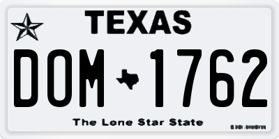 TX license plate DOM1762