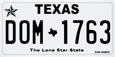 TX license plate DOM1763