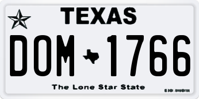 TX license plate DOM1766