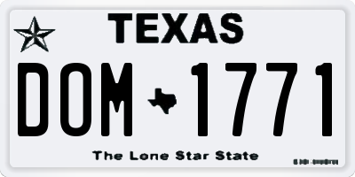 TX license plate DOM1771