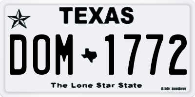 TX license plate DOM1772