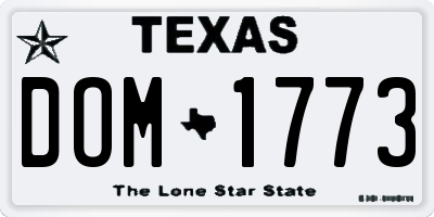 TX license plate DOM1773