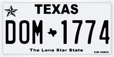 TX license plate DOM1774