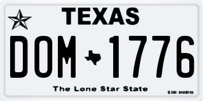 TX license plate DOM1776