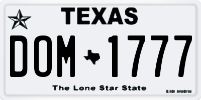 TX license plate DOM1777
