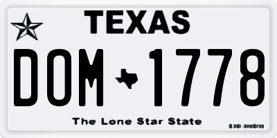 TX license plate DOM1778