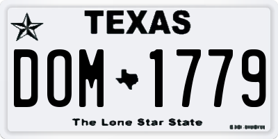 TX license plate DOM1779