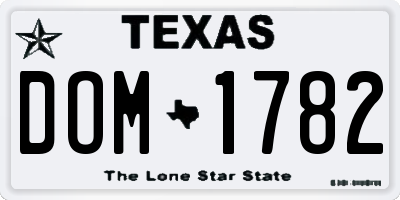 TX license plate DOM1782