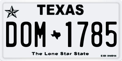 TX license plate DOM1785
