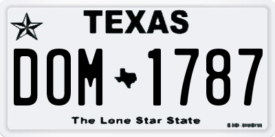 TX license plate DOM1787
