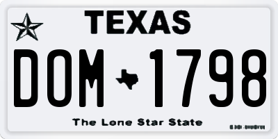 TX license plate DOM1798