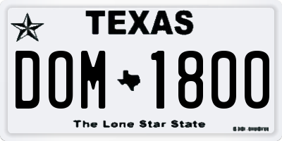 TX license plate DOM1800
