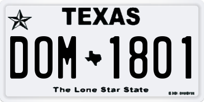 TX license plate DOM1801