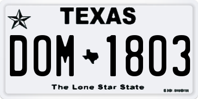 TX license plate DOM1803