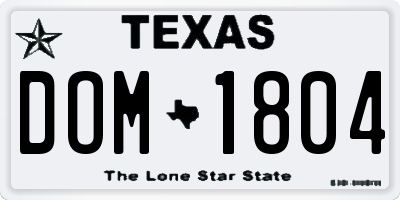TX license plate DOM1804