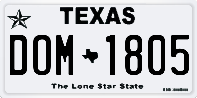 TX license plate DOM1805