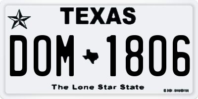 TX license plate DOM1806