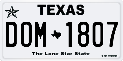 TX license plate DOM1807