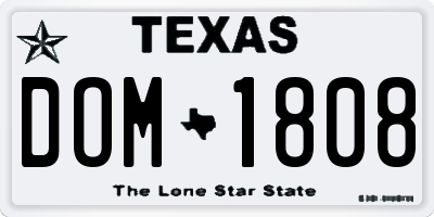 TX license plate DOM1808