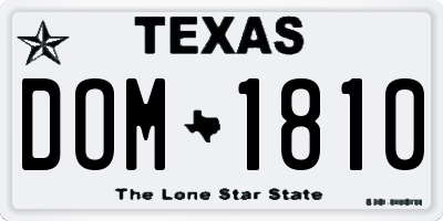 TX license plate DOM1810