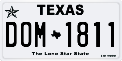 TX license plate DOM1811