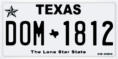 TX license plate DOM1812