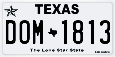 TX license plate DOM1813