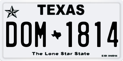 TX license plate DOM1814