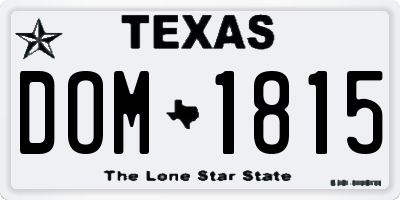 TX license plate DOM1815