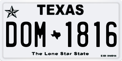 TX license plate DOM1816