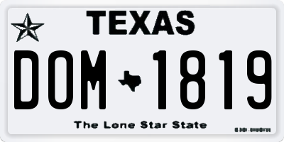 TX license plate DOM1819