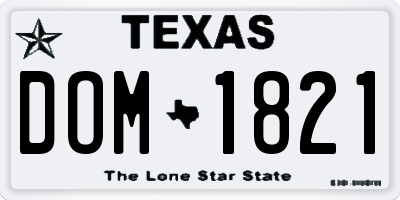 TX license plate DOM1821