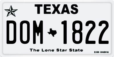 TX license plate DOM1822