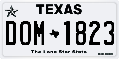 TX license plate DOM1823