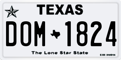 TX license plate DOM1824