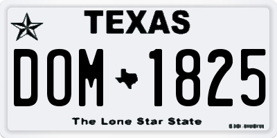 TX license plate DOM1825